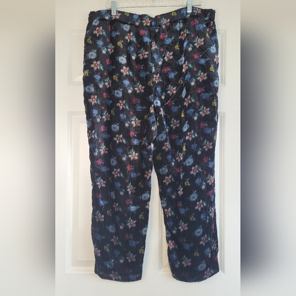 Anthro Ett:Twa Blooming Velvet Floral Straight Cut Trousers - Size XL - Picture 3 of 10